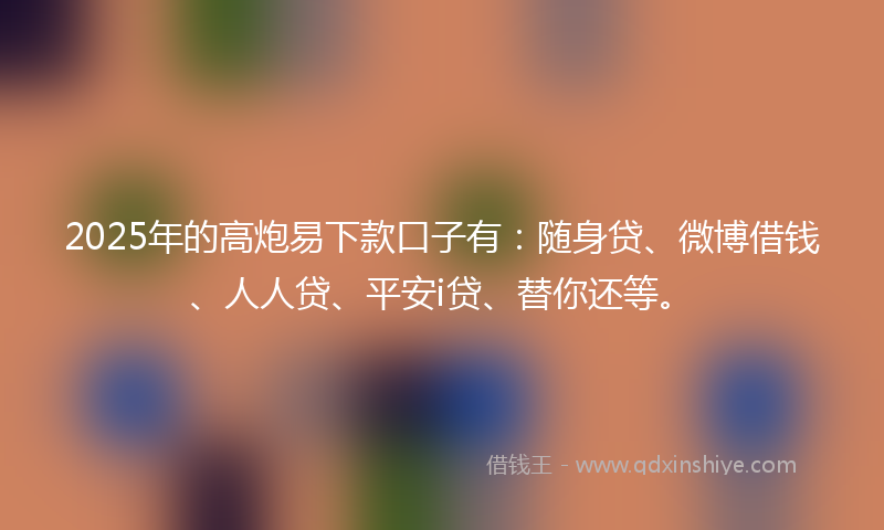 2025年的高炮易下款口子有：随身贷、微博借钱、人人贷、平安i贷、替你还等。