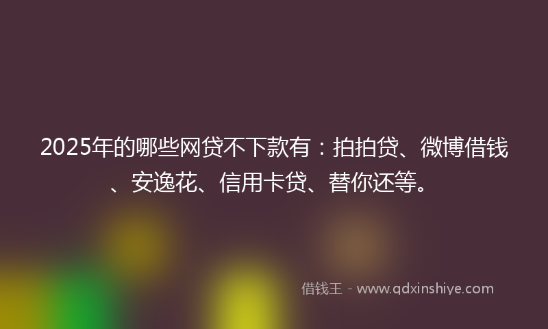 2025年的哪些网贷不下款有：拍拍贷、微博借钱、安逸花、信用卡贷、替你还等。