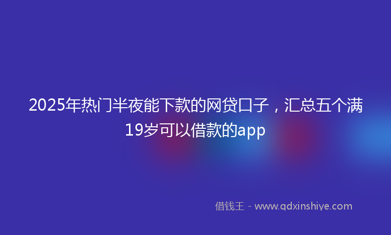 2025年热门半夜能下款的网贷口子，汇总五个满19岁可以借款的app