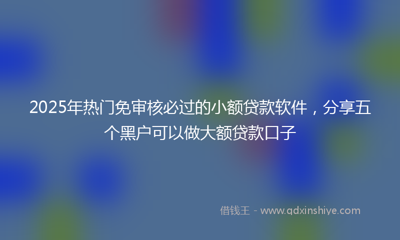 2025年热门免审核必过的小额贷款软件，分享五个黑户可以做大额贷款口子