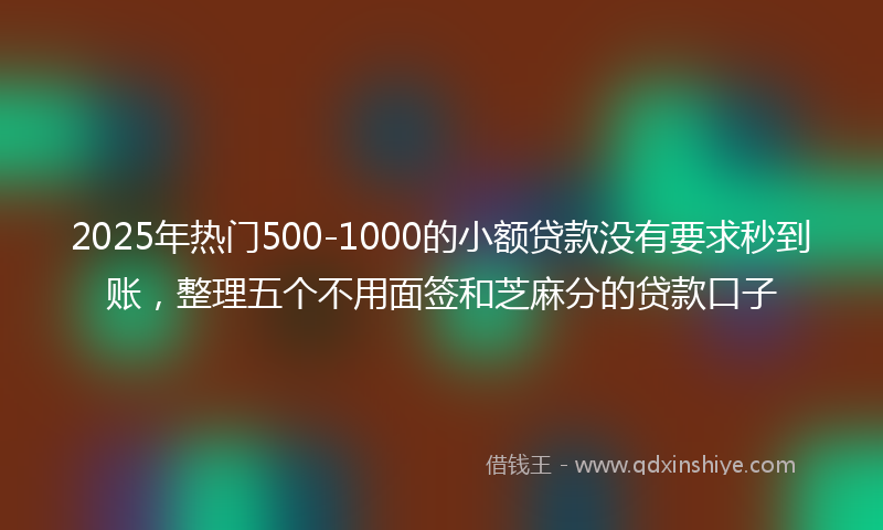 2025年热门500-1000的小额贷款没有要求秒到账，整理五个不用面签和芝麻分的贷款口子