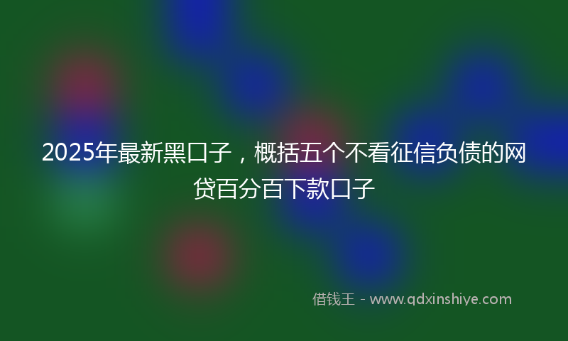 2025年最新黑口子，概括五个不看征信负债的网贷百分百下款口子