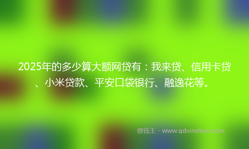 2025年的多少算大额网贷有：我来贷、信用卡贷、小米贷款、平安口袋银行、融逸花等。