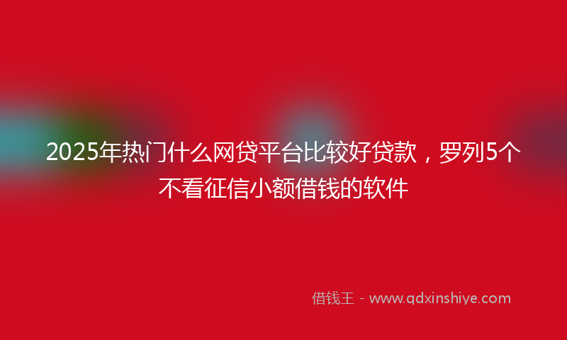 2025年热门什么网贷平台比较好贷款，罗列5个不看征信小额借钱的软件