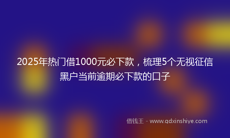 2025年热门借1000元必下款，梳理5个无视征信黑户当前逾期必下款的口子