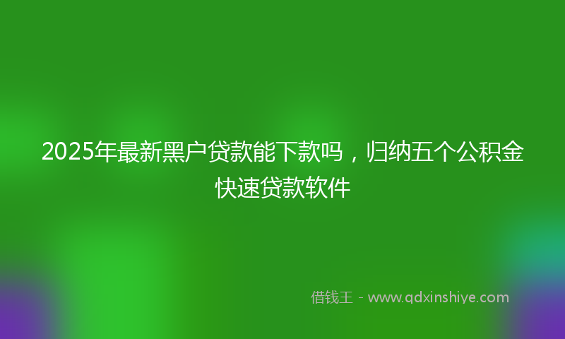 2025年最新黑户贷款能下款吗，归纳五个公积金快速贷款软件