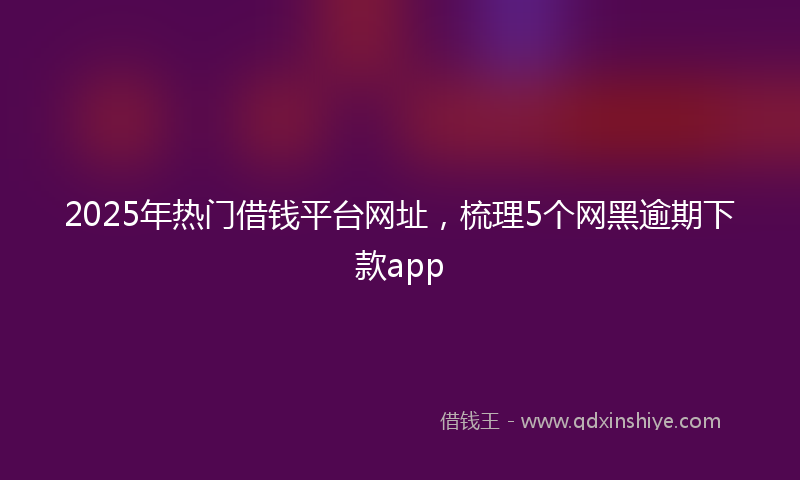 2025年热门借钱平台网址，梳理5个网黑逾期下款app