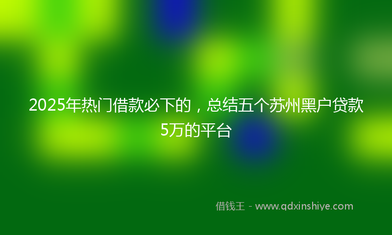 2025年热门借款必下的，总结五个苏州黑户贷款5万的平台