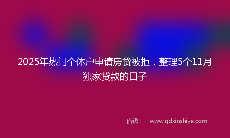 2025年热门个体户申请房贷被拒，整理5个11月独家贷款的口子