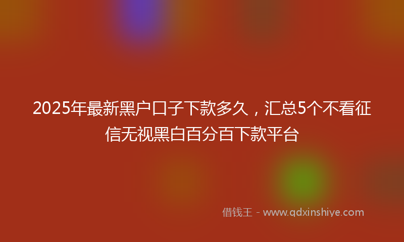 2025年最新黑户口子下款多久，汇总5个不看征信无视黑白百分百下款平台