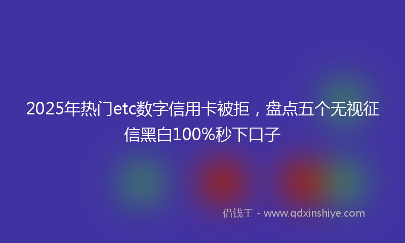 2025年热门etc数字信用卡被拒，盘点五个无视征信黑白100%秒下口子