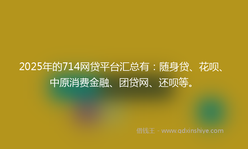 2025年的714网贷平台汇总有：随身贷、花呗、中原消费金融、团贷网、还呗等。