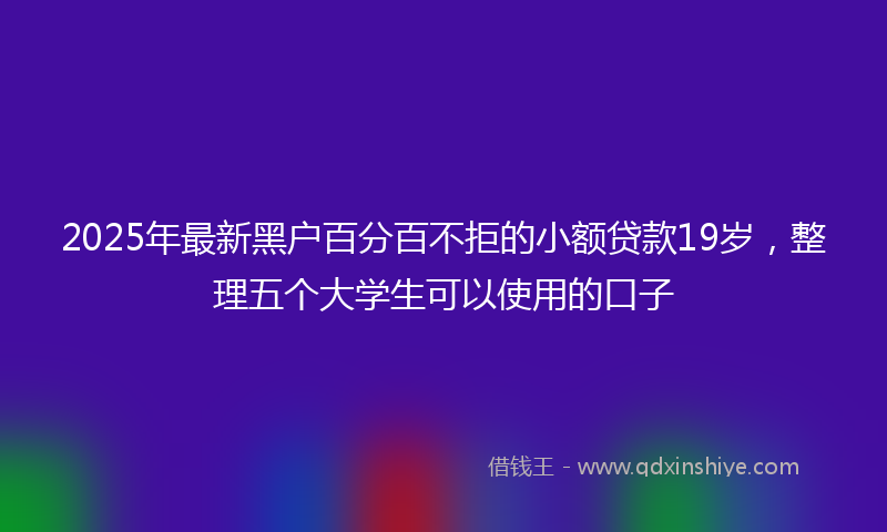 2025年最新黑户百分百不拒的小额贷款19岁，整理五个大学生可以使用的口子