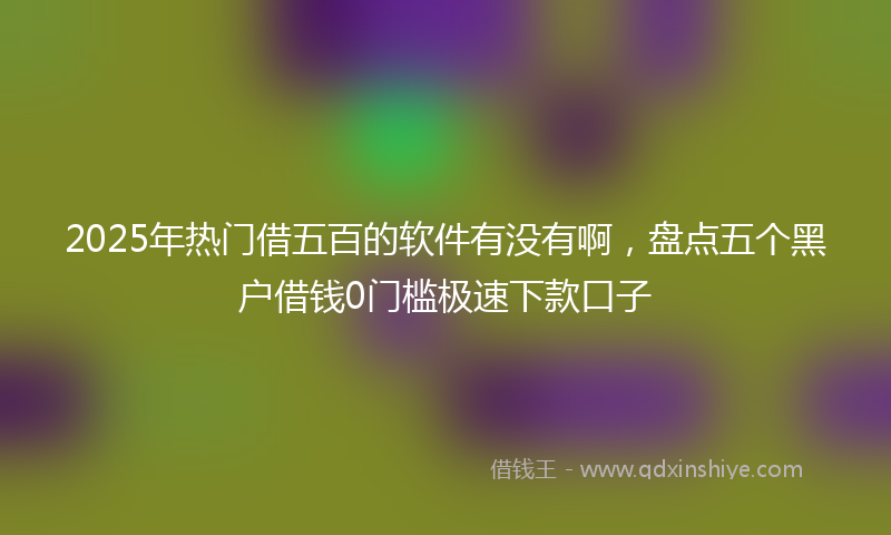 2025年热门借五百的软件有没有啊，盘点五个黑户借钱0门槛极速下款口子