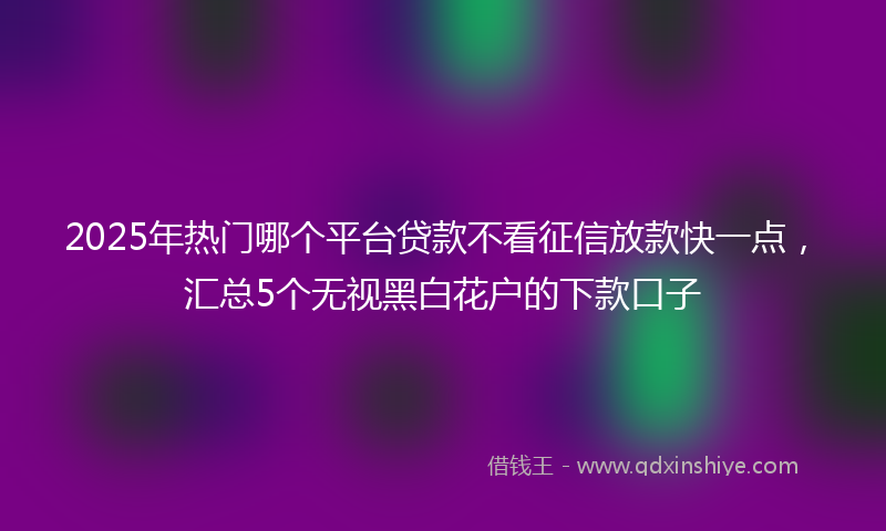 2025年热门哪个平台贷款不看征信放款快一点，汇总5个无视黑白花户的下款口子