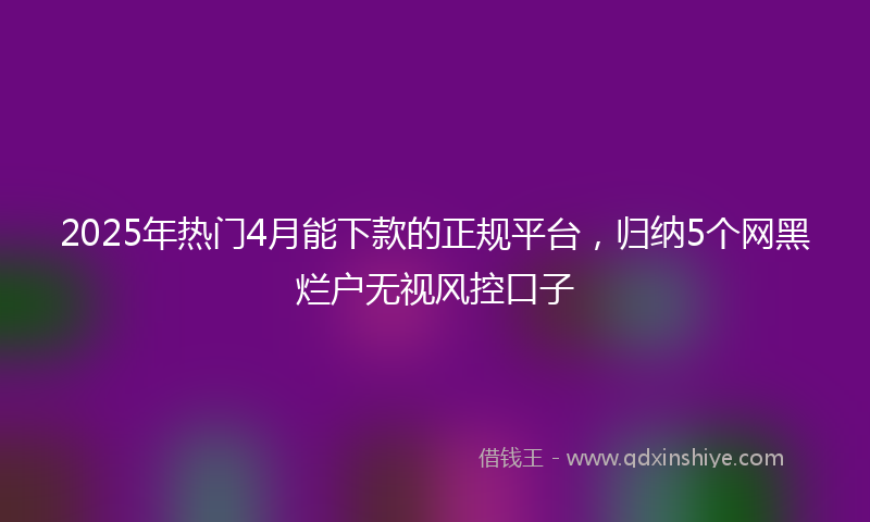 2025年热门4月能下款的正规平台，归纳5个网黑烂户无视风控口子
