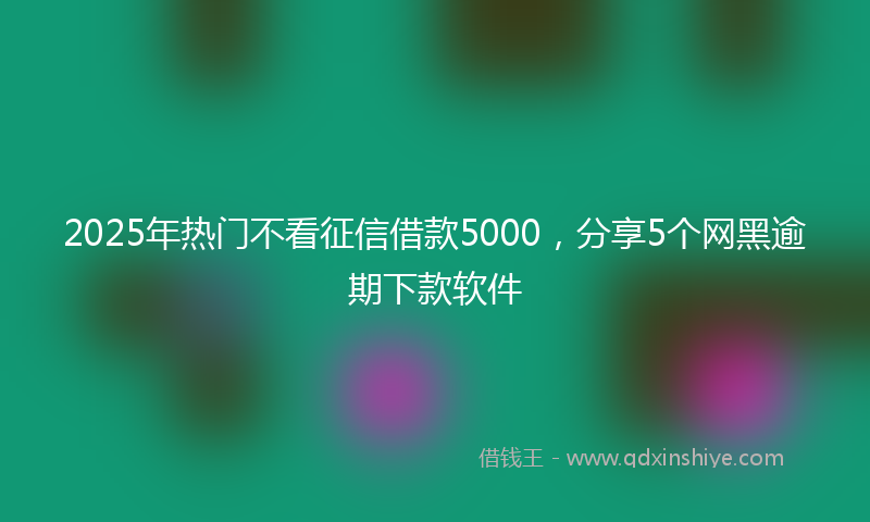 2025年热门不看征信借款5000，分享5个网黑逾期下款软件
