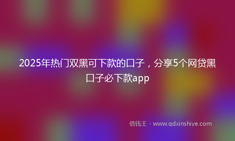 2025年热门双黑可下款的口子，分享5个网贷黑口子必下款app