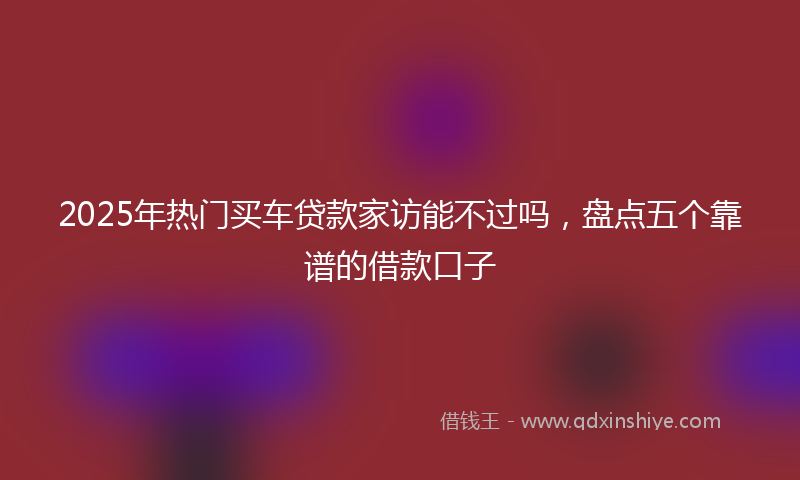 2025年热门买车贷款家访能不过吗，盘点五个靠谱的借款口子