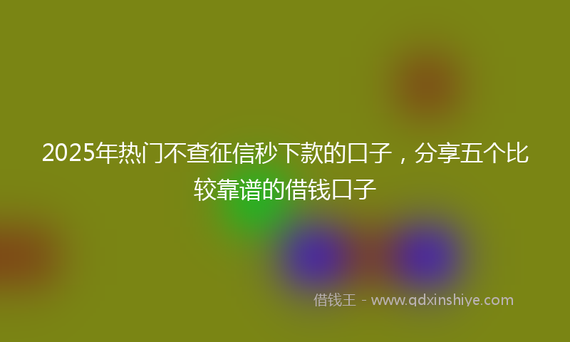 2025年热门不查征信秒下款的口子，分享五个比较靠谱的借钱口子