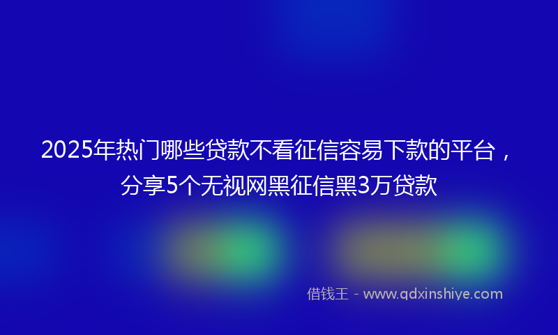 2025年热门哪些贷款不看征信容易下款的平台，分享5个无视网黑征信黑3万贷款