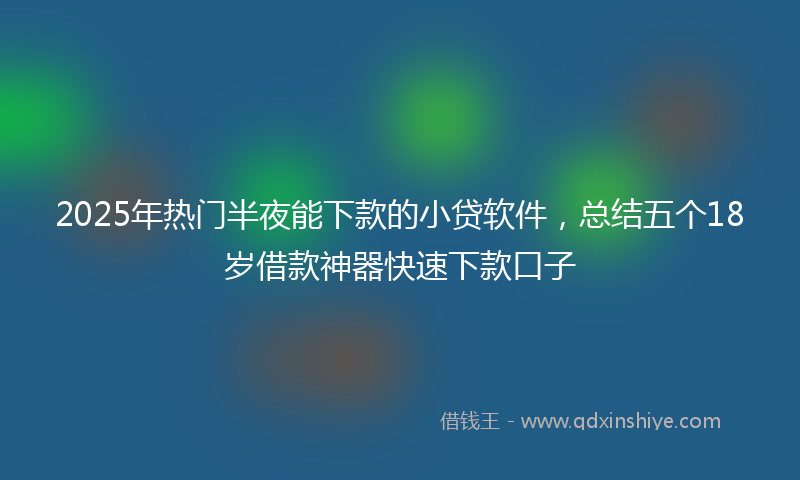 2025年热门半夜能下款的小贷软件，总结五个18岁借款神器快速下款口子