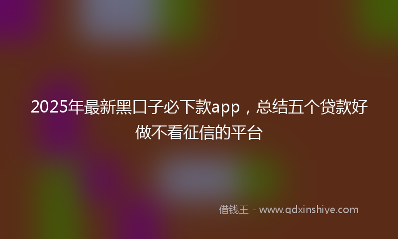 2025年最新黑口子必下款app，总结五个贷款好做不看征信的平台