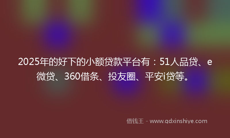 2025年的好下的小额贷款平台有：51人品贷、e微贷、360借条、投友圈、平安i贷等。