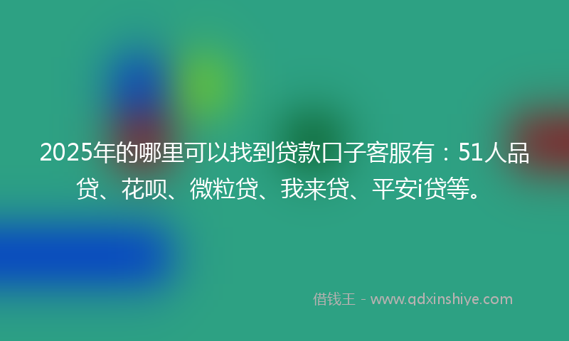 2025年的哪里可以找到贷款口子客服有：51人品贷、花呗、微粒贷、我来贷、平安i贷等。