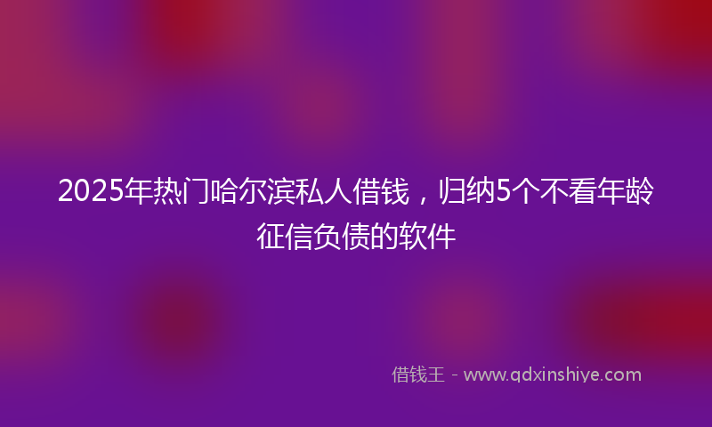 2025年热门哈尔滨私人借钱，归纳5个不看年龄征信负债的软件
