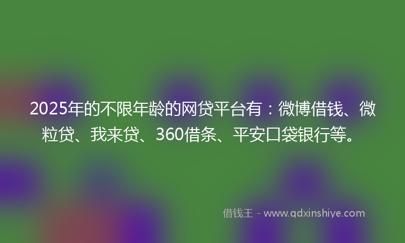 2025年的不限年龄的网贷平台有：微博借钱、微粒贷、我来贷、360借条、平安口袋银行等。