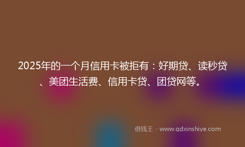 2025年的一个月信用卡被拒有：好期贷、读秒贷、美团生活费、信用卡贷、团贷网等。