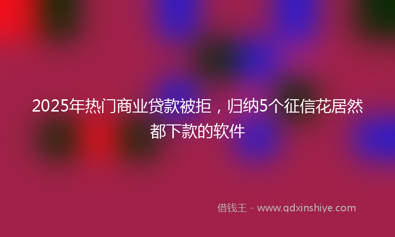 2025年热门商业贷款被拒，归纳5个征信花居然都下款的软件