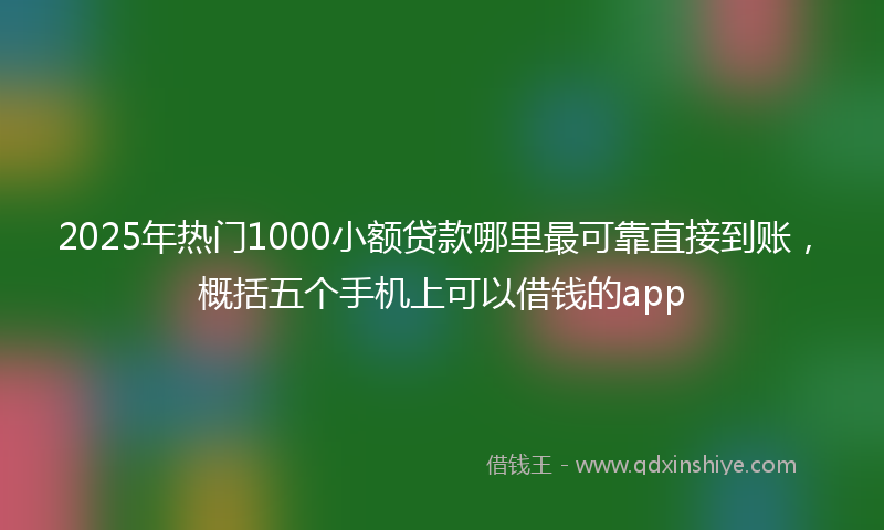 2025年热门1000小额贷款哪里最可靠直接到账，概括五个手机上可以借钱的app