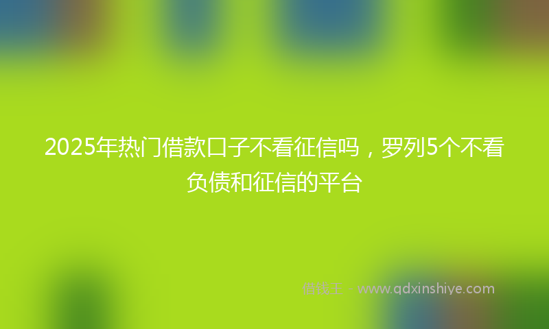 2025年热门借款口子不看征信吗，罗列5个不看负债和征信的平台