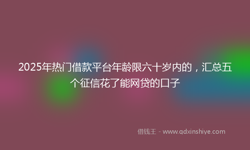 2025年热门借款平台年龄限六十岁内的，汇总五个征信花了能网贷的口子