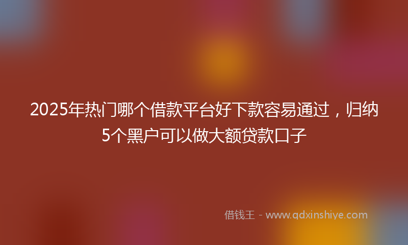 2025年热门哪个借款平台好下款容易通过，归纳5个黑户可以做大额贷款口子