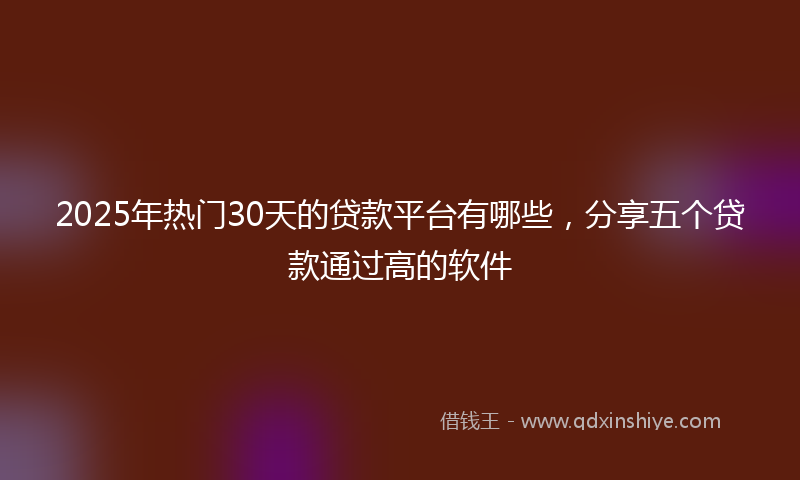 2025年热门30天的贷款平台有哪些，分享五个贷款通过高的软件