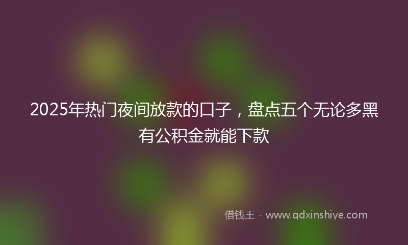 2025年热门夜间放款的口子，盘点五个无论多黑有公积金就能下款