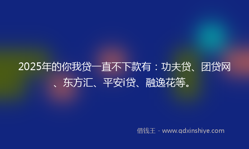 2025年的你我贷一直不下款有：功夫贷、团贷网、东方汇、平安i贷、融逸花等。