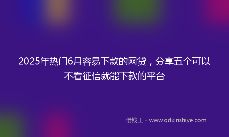 2025年热门6月容易下款的网贷，分享五个可以不看征信就能下款的平台