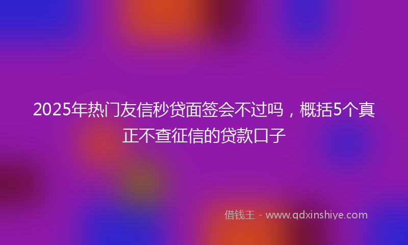 2025年热门友信秒贷面签会不过吗，概括5个真正不查征信的贷款口子