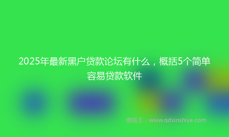 2025年最新黑户贷款论坛有什么，概括5个简单容易贷款软件
