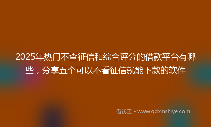 2025年热门不查征信和综合评分的借款平台有哪些，分享五个可以不看征信就能下款的软件