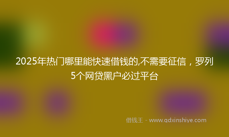 2025年热门哪里能快速借钱的,不需要征信，罗列5个网贷黑户必过平台