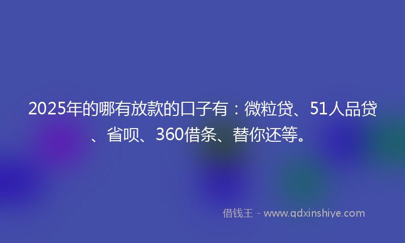 2025年的哪有放款的口子有：微粒贷、51人品贷、省呗、360借条、替你还等。