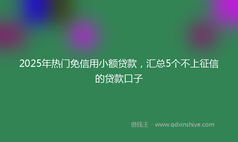 2025年热门免信用小额贷款，汇总5个不上征信的贷款口子