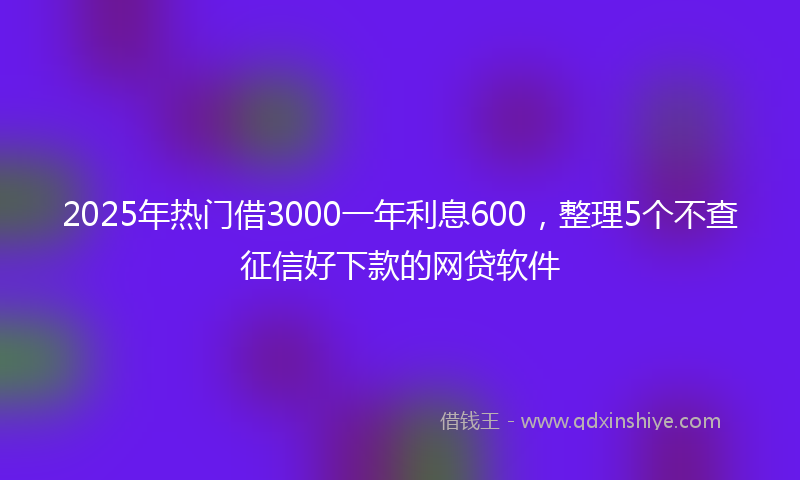 2025年热门借3000一年利息600,整理5个不查征信好下款的网贷软件