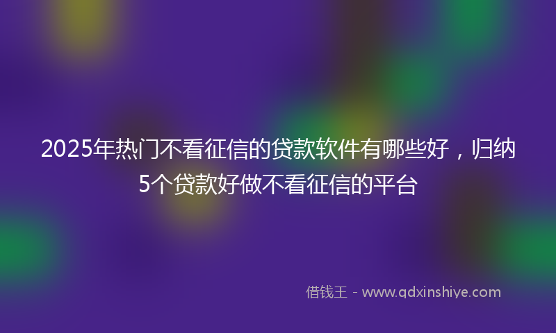 2025年热门不看征信的贷款软件有哪些好，归纳5个贷款好做不看征信的平台