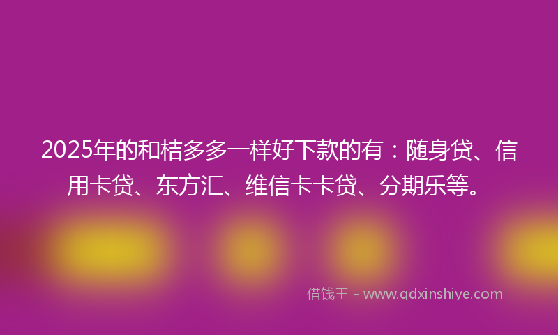 2025年的和桔多多一样好下款的有：随身贷、信用卡贷、东方汇、维信卡卡贷、分期乐等。